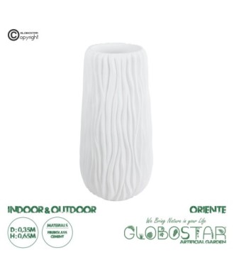 GloboStar® Artificial Garden ORIENTE 20768 Επιδαπέδιο Πολυεστερικό Τσιμεντένιο Κασπώ Γλάστρα - Flower Pot Λευκό Φ35 x Υ65cm